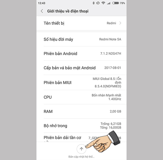 Vào bản cập nhật
